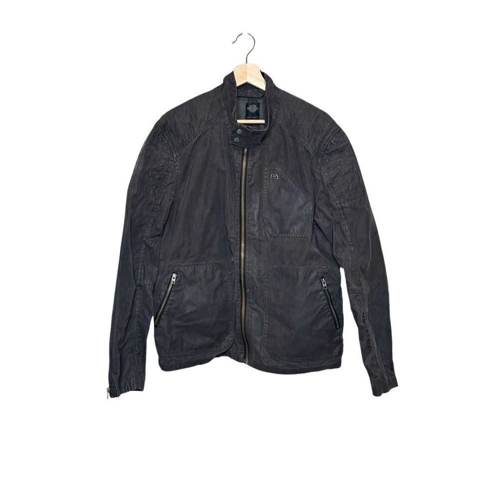 Harley Davidson black slim fit motorcycle jacket size L